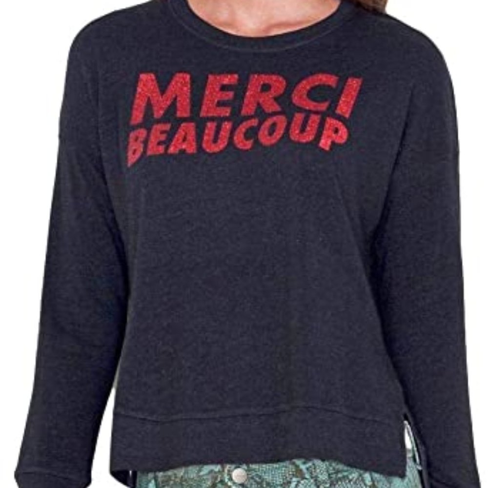 Sundry Glitter Merci Beaucoup Sweater